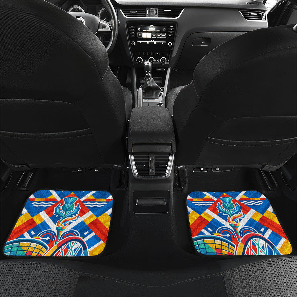 Glasgow 2026 Scotland Car Mats Thistle Vibrant Tartan Cartoon Character
