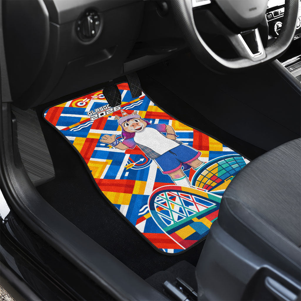Glasgow 2026 Scotland Car Mats Thistle Vibrant Tartan Cartoon Character