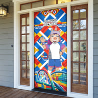 Glasgow 2026 Scotland Door Cover Thistle Vibrant Tartan Cartoon Character