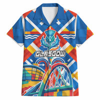 Glasgow 2026 Scotland Hawaiian Shirt Thistle Vibrant Tartan Cartoon Character