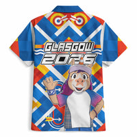 Glasgow 2026 Scotland Hawaiian Shirt Thistle Vibrant Tartan Cartoon Character