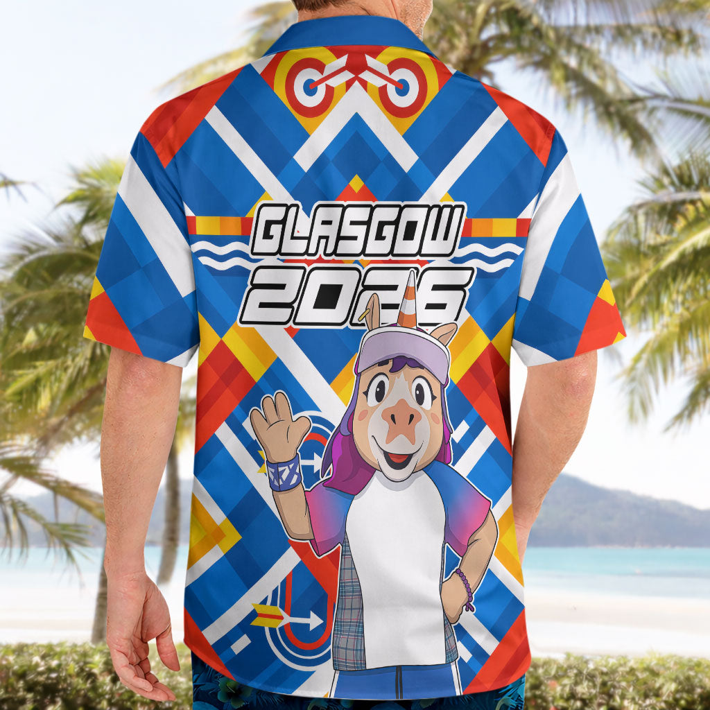 Glasgow 2026 Scotland Hawaiian Shirt Thistle Vibrant Tartan Cartoon Character