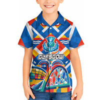 Glasgow 2026 Scotland Hawaiian Shirt Thistle Vibrant Tartan Cartoon Character
