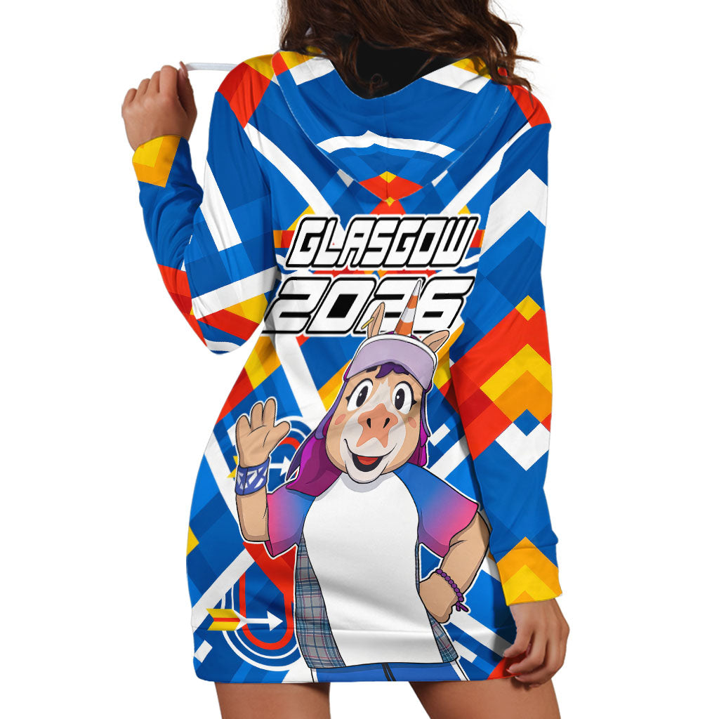 Glasgow 2026 Scotland Hoodie Dress Thistle Vibrant Tartan Cartoon Character