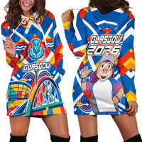 Glasgow 2026 Scotland Hoodie Dress Thistle Vibrant Tartan Cartoon Character