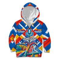 Glasgow 2026 Scotland Kid Hoodie Thistle Vibrant Tartan Cartoon Character