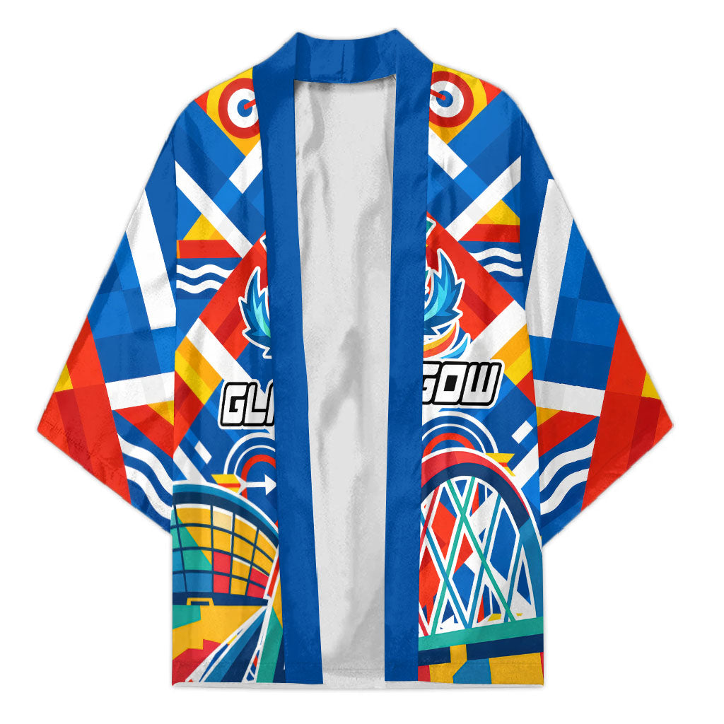 Glasgow 2026 Scotland Kimono Thistle Vibrant Tartan Cartoon Character