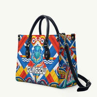 Glasgow 2026 Scotland Leather Bag Thistle Vibrant Tartan Cartoon Character