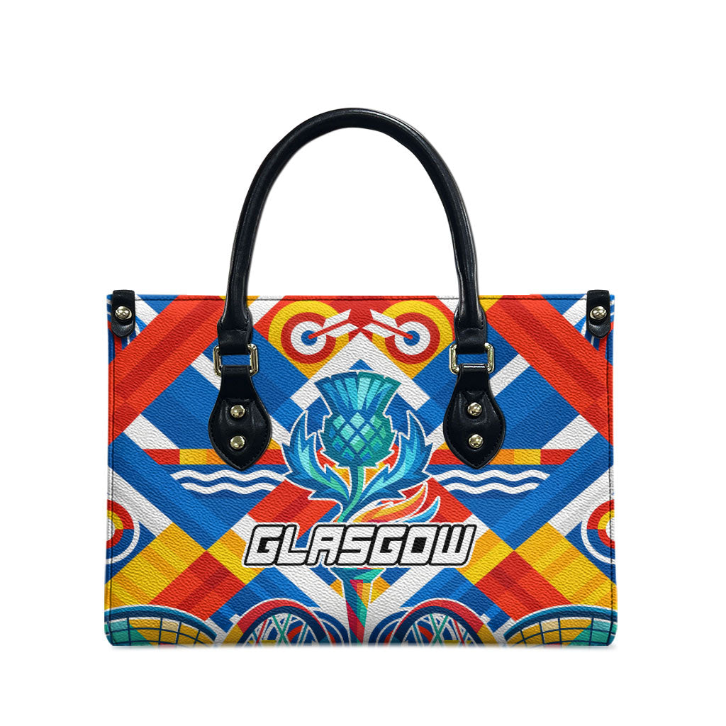 Glasgow 2026 Scotland Leather Bag Thistle Vibrant Tartan Cartoon Character