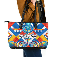 Glasgow 2026 Scotland Leather Tote Bag Thistle Vibrant Tartan Cartoon Character