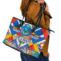 Glasgow 2026 Scotland Leather Tote Bag Thistle Vibrant Tartan Cartoon Character