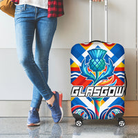 Glasgow 2026 Scotland Luggage Cover Thistle Vibrant Tartan Cartoon Character