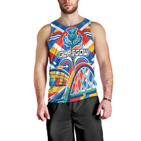 Glasgow 2026 Scotland Men Tank Top Thistle Vibrant Tartan Cartoon Character