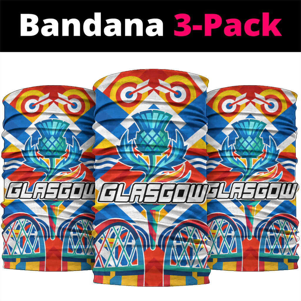 Glasgow 2026 Scotland Neck Gaiter Thistle Vibrant Tartan Cartoon Character