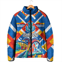 Glasgow 2026 Scotland Padded Jacket Thistle Vibrant Tartan Cartoon Character