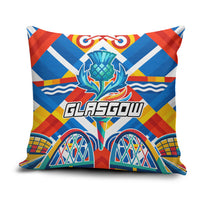 Glasgow 2026 Scotland Pillow Cover Thistle Vibrant Tartan Cartoon Character
