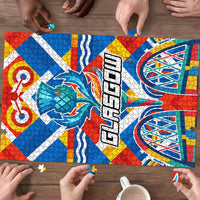 Glasgow 2026 Scotland Puzzle Thistle Vibrant Tartan Cartoon Character