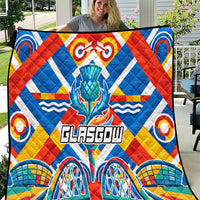 Glasgow 2026 Scotland Quilt Thistle Vibrant Tartan Cartoon Character