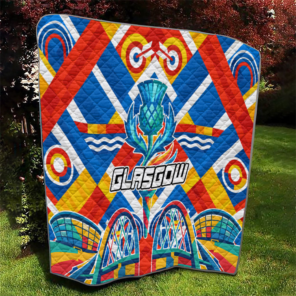 Glasgow 2026 Scotland Quilt Thistle Vibrant Tartan Cartoon Character