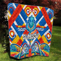 Glasgow 2026 Scotland Quilt Thistle Vibrant Tartan Cartoon Character