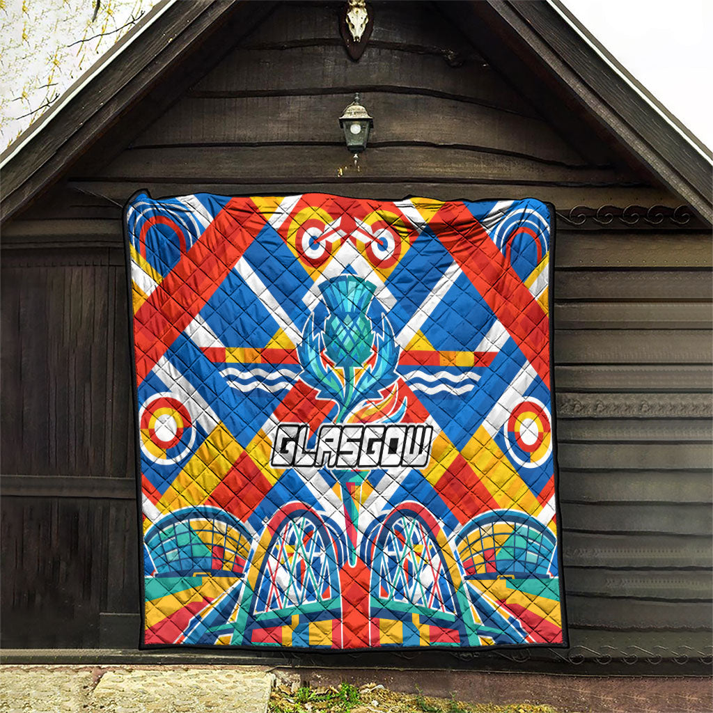 Glasgow 2026 Scotland Quilt Thistle Vibrant Tartan Cartoon Character