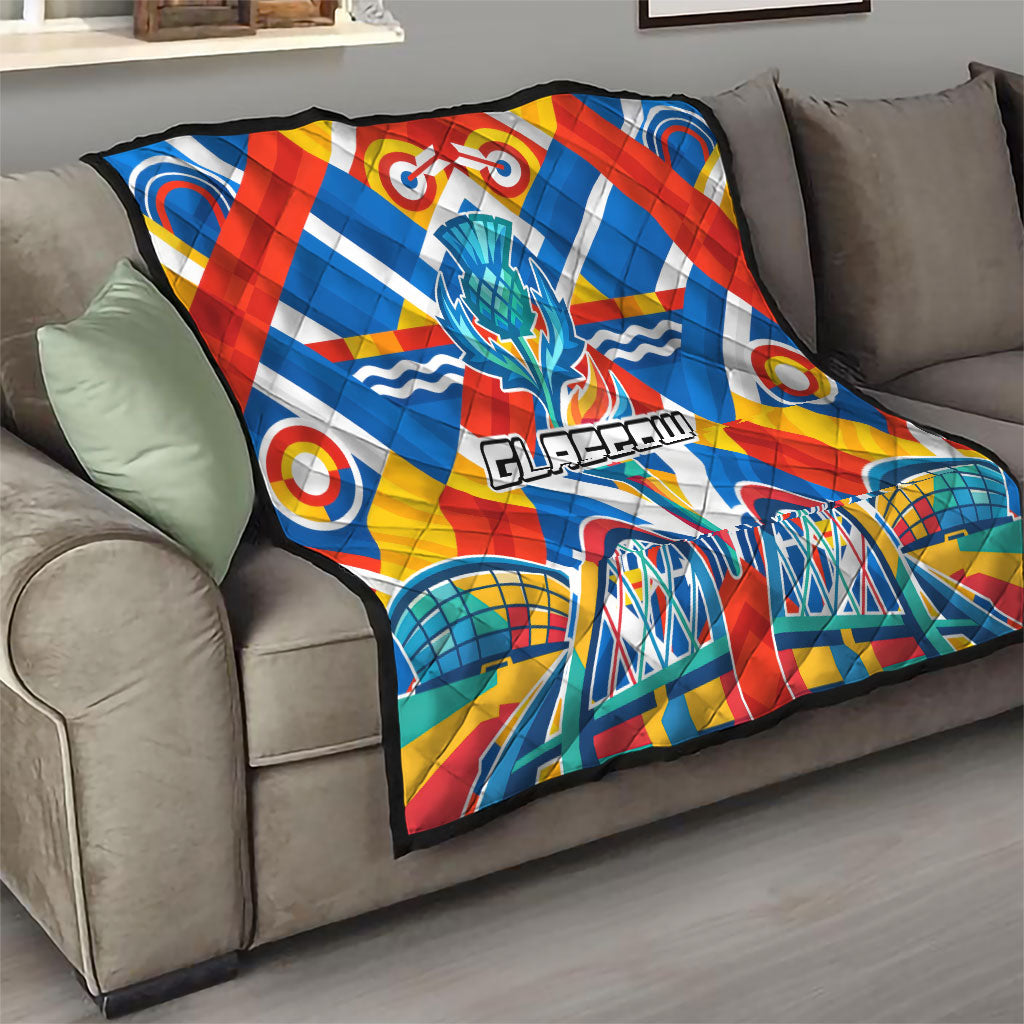 Glasgow 2026 Scotland Quilt Thistle Vibrant Tartan Cartoon Character