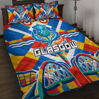 Glasgow 2026 Scotland Quilt Bed Set Thistle Vibrant Tartan Cartoon Character