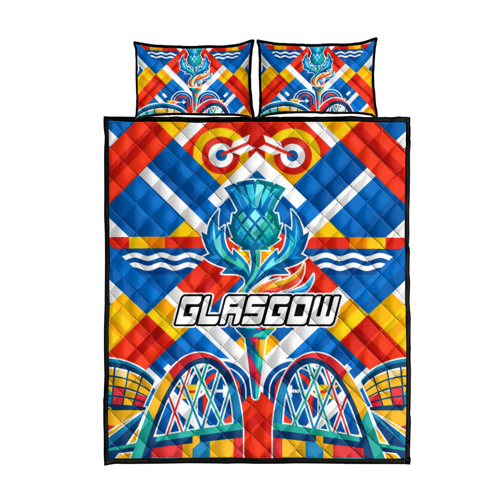 Glasgow 2026 Scotland Quilt Bed Set Thistle Vibrant Tartan Cartoon Character