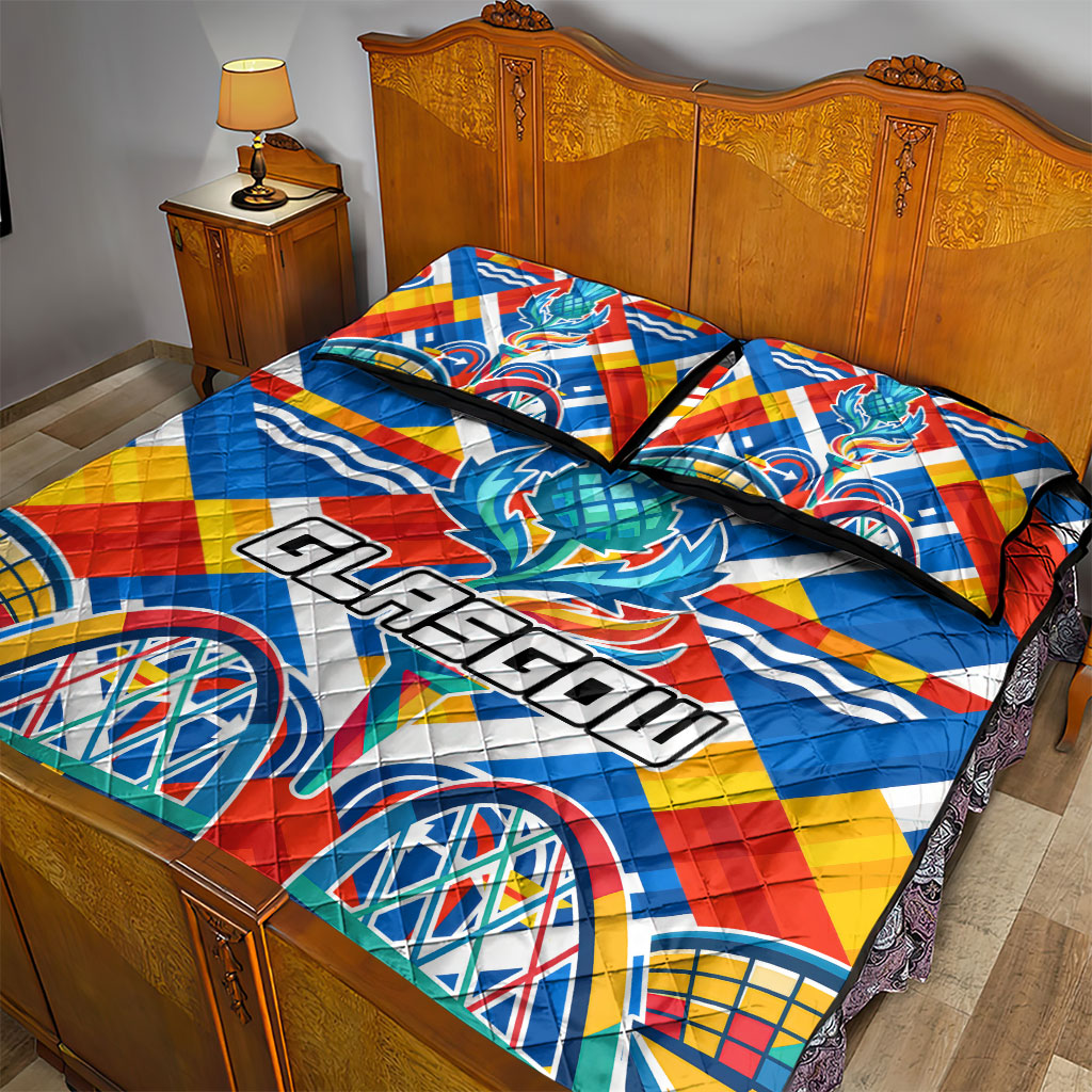 Glasgow 2026 Scotland Quilt Bed Set Thistle Vibrant Tartan Cartoon Character