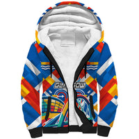 Glasgow 2026 Scotland Sherpa Hoodie Thistle Vibrant Tartan Cartoon Character