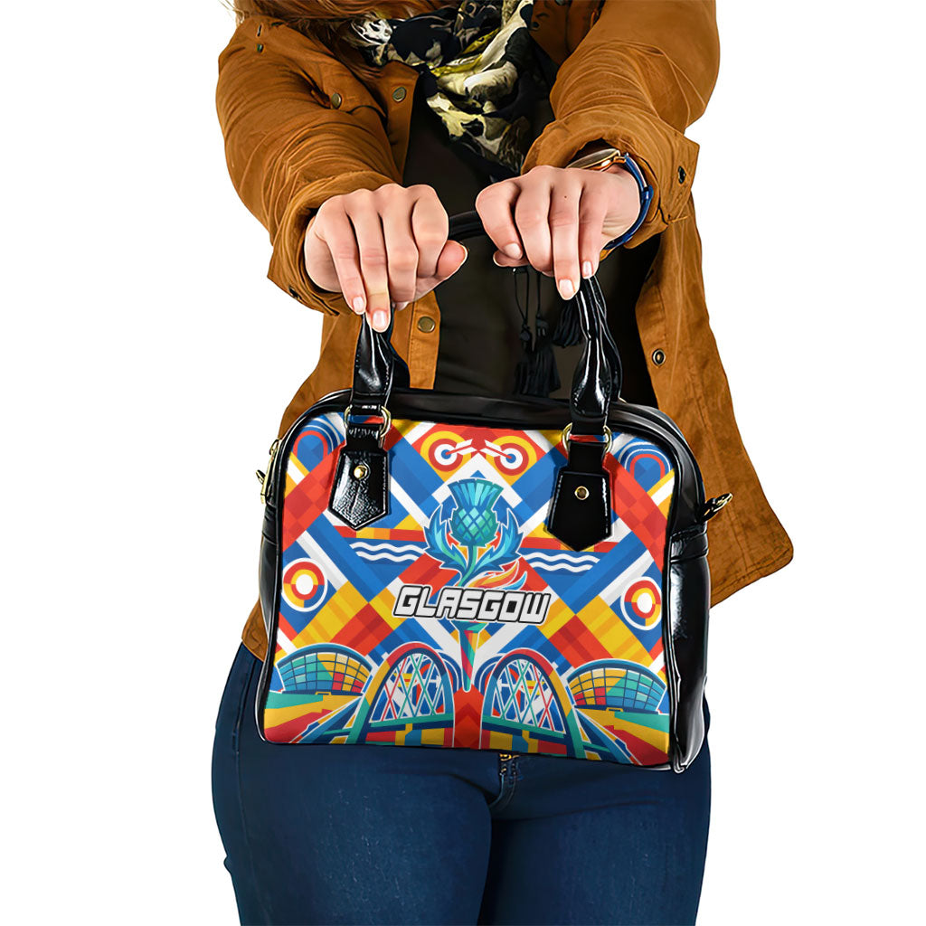 Glasgow 2026 Scotland Shoulder Handbag Thistle Vibrant Tartan Cartoon Character