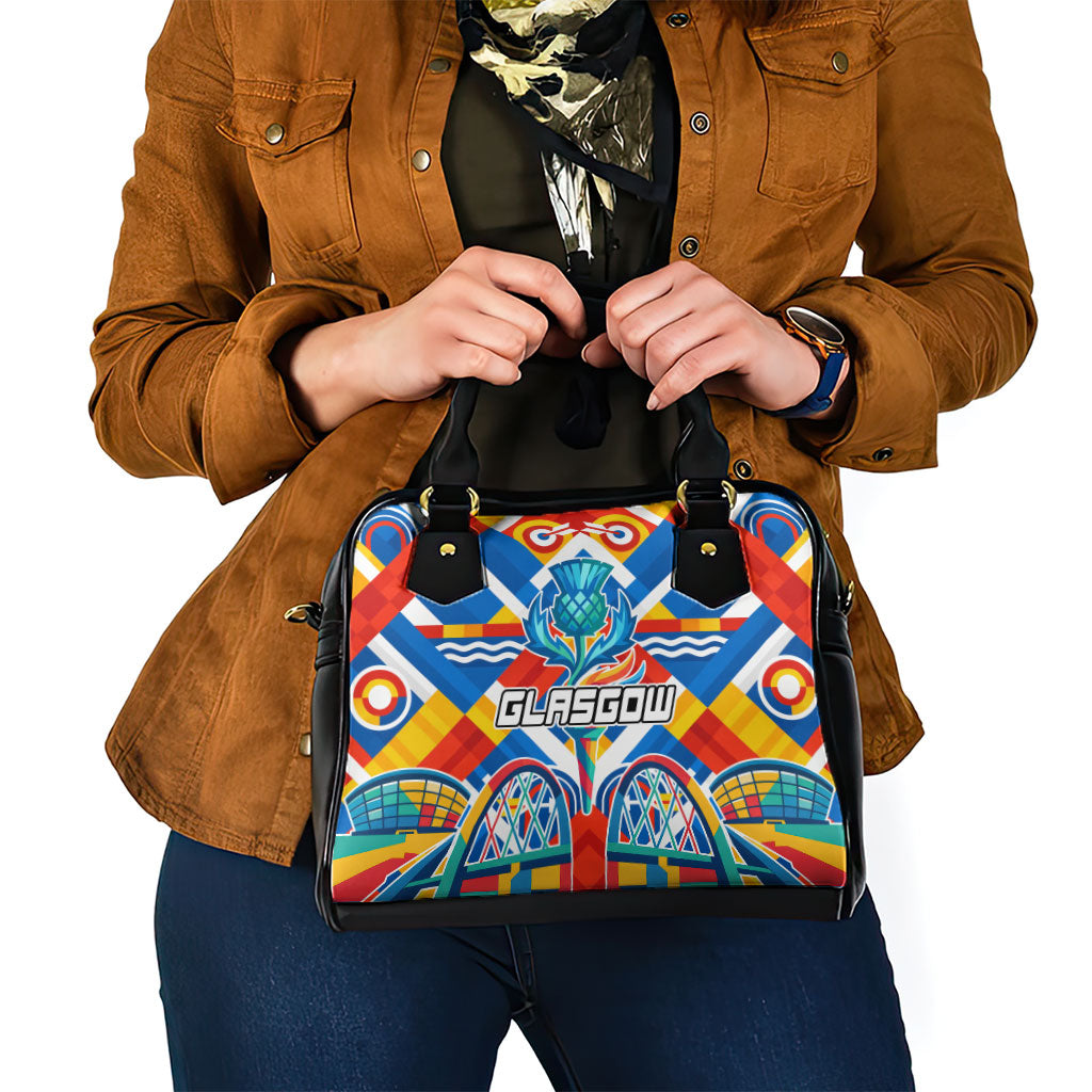 Glasgow 2026 Scotland Shoulder Handbag Thistle Vibrant Tartan Cartoon Character