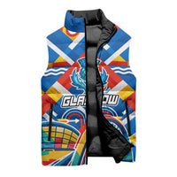 Glasgow 2026 Scotland Sleeveless Puffer Jacket Thistle Vibrant Tartan Cartoon Character