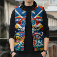 Glasgow 2026 Scotland Sleeveless Puffer Jacket Thistle Vibrant Tartan Cartoon Character