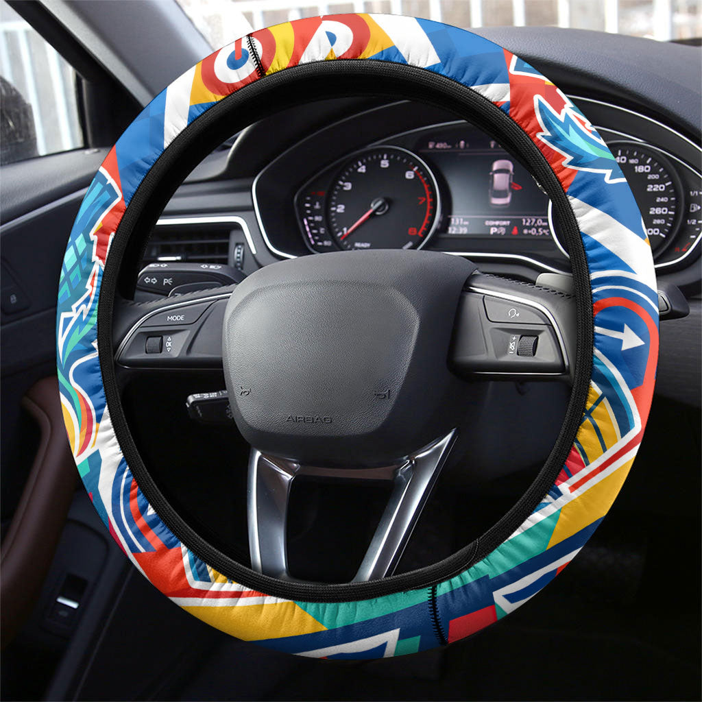 Glasgow 2026 Scotland Steering Wheel Cover Thistle Vibrant Tartan Cartoon Character