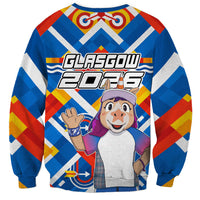 Glasgow 2026 Scotland Sweatshirt Thistle Vibrant Tartan Cartoon Character