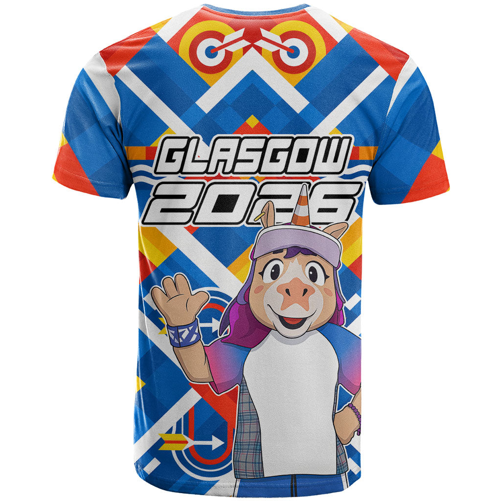 Glasgow 2026 Scotland T Shirt Thistle Vibrant Tartan Cartoon Character