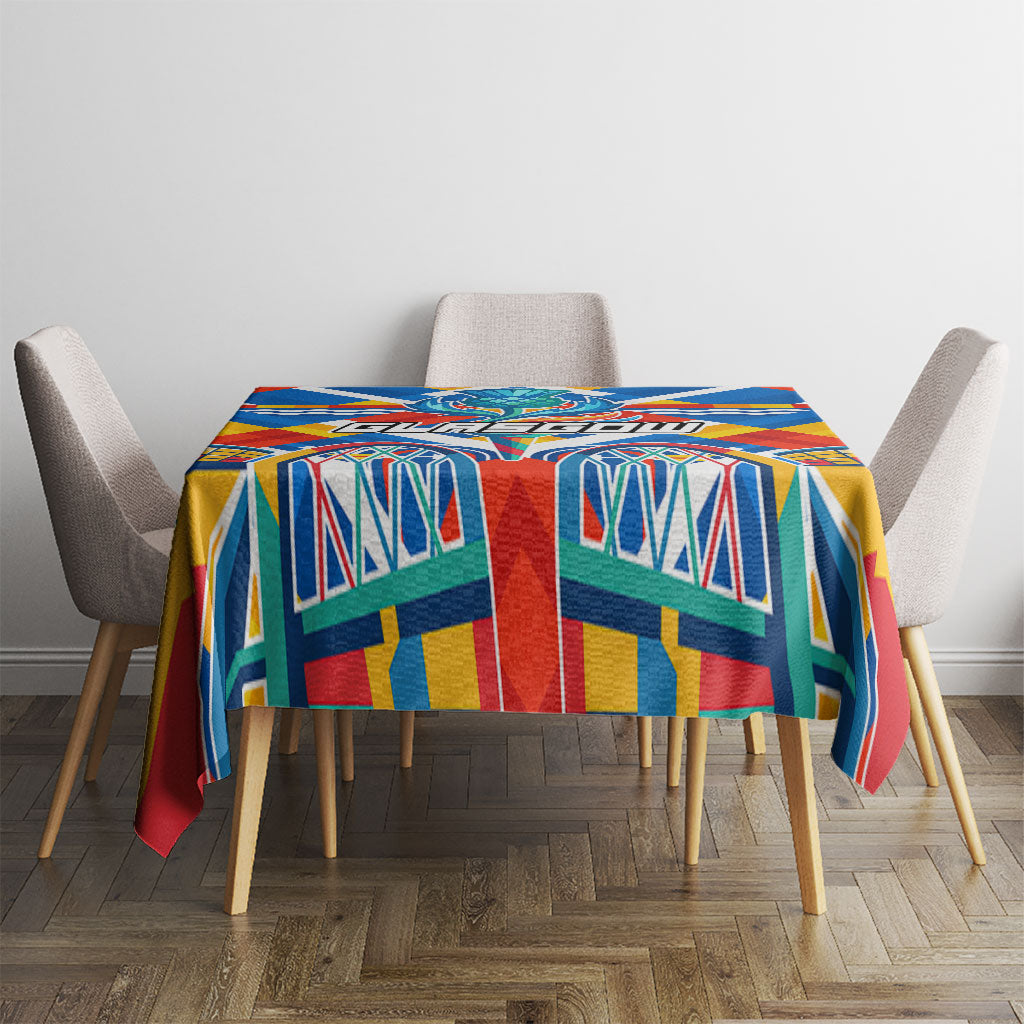 Glasgow 2026 Scotland Tablecloth Thistle Vibrant Tartan Cartoon Character