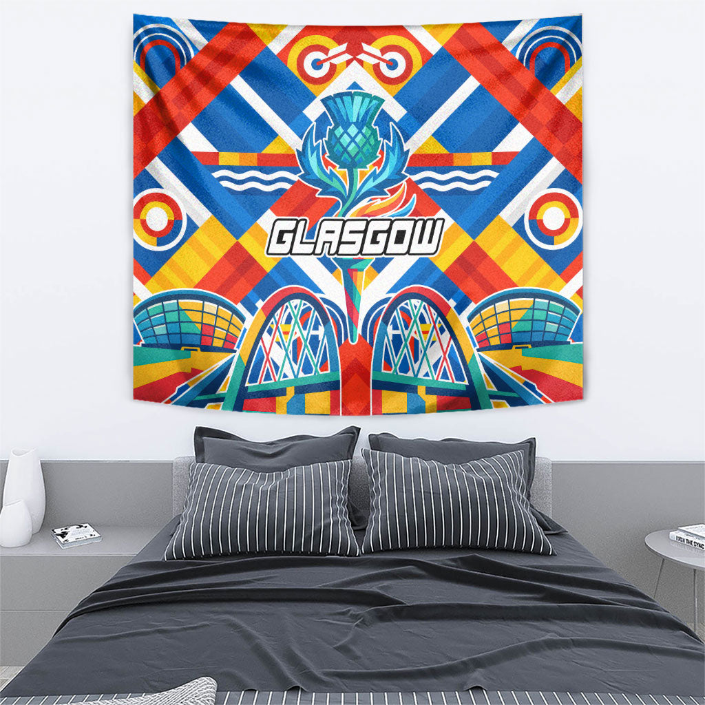 Glasgow 2026 Scotland Tapestry Thistle Vibrant Tartan Cartoon Character