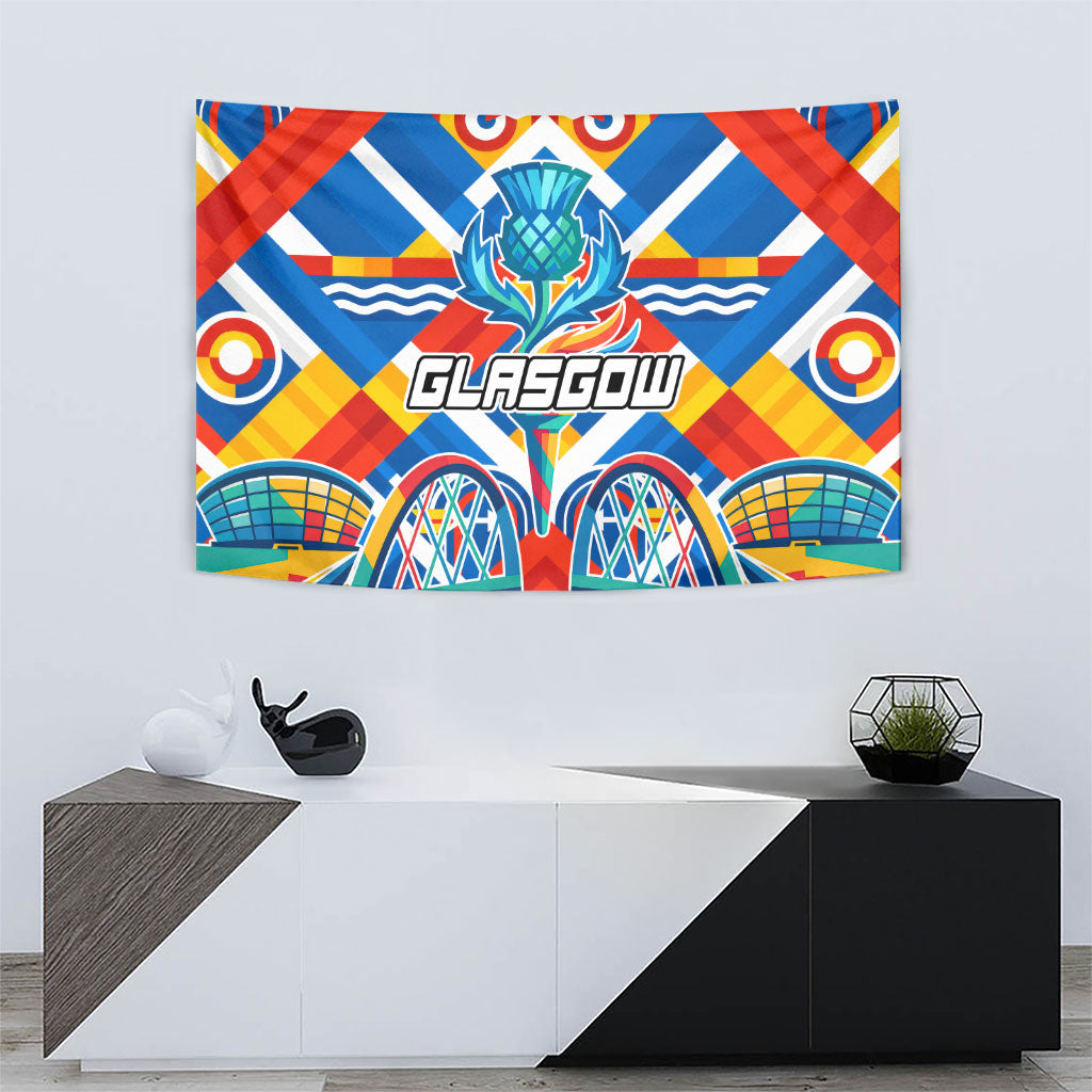 Glasgow 2026 Scotland Tapestry Thistle Vibrant Tartan Cartoon Character