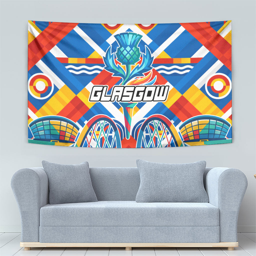 Glasgow 2026 Scotland Tapestry Thistle Vibrant Tartan Cartoon Character