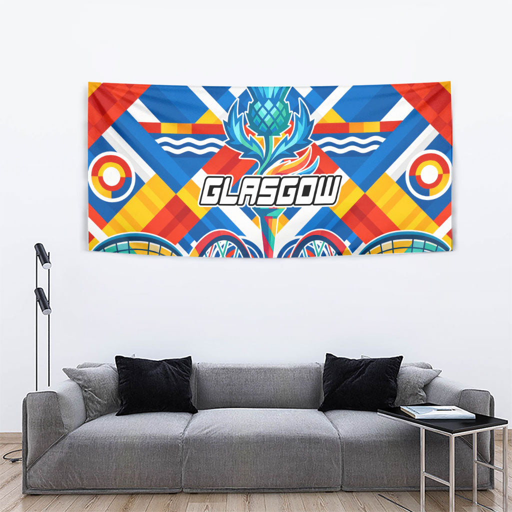 Glasgow 2026 Scotland Tapestry Thistle Vibrant Tartan Cartoon Character