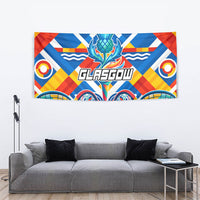Glasgow 2026 Scotland Tapestry Thistle Vibrant Tartan Cartoon Character