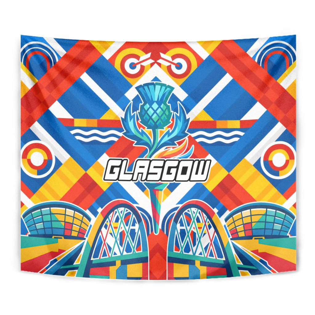 Glasgow 2026 Scotland Tapestry Thistle Vibrant Tartan Cartoon Character