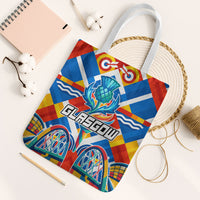 Glasgow 2026 Scotland Tote Bag Thistle Vibrant Tartan Cartoon Character