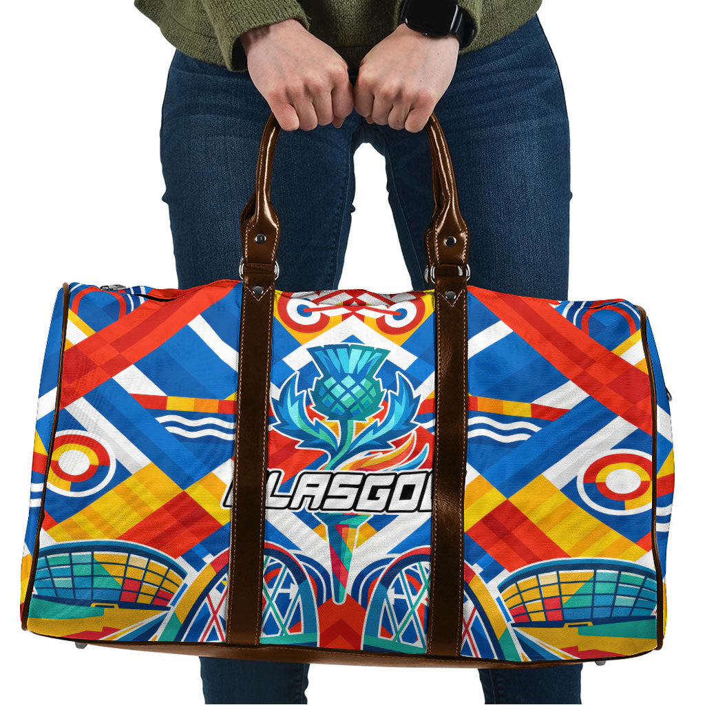 Glasgow 2026 Scotland Travel Bag Thistle Vibrant Tartan Cartoon Character