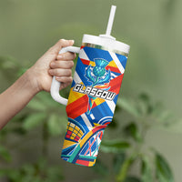 Glasgow 2026 Scotland Tumbler With Handle Thistle Vibrant Tartan Cartoon Character