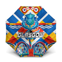 Glasgow 2026 Scotland Umbrella Thistle Vibrant Tartan Cartoon Character