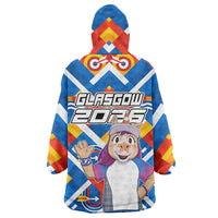 Glasgow 2026 Scotland Wearable Blanket Hoodie Thistle Vibrant Tartan Cartoon Character