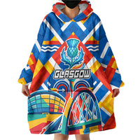 Glasgow 2026 Scotland Wearable Blanket Hoodie Thistle Vibrant Tartan Cartoon Character